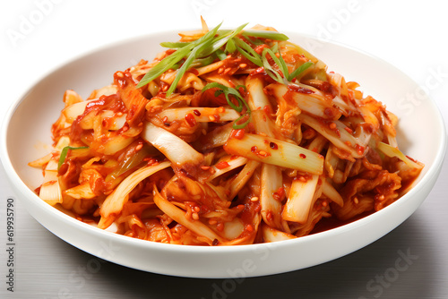 Kimchi pickles, Korean kimchi salad recipe, A Traditional Korean Side Dish Bursting with Flavor, Tangy and Spicy: Explore the Flavors of Kimchi, a Popular Korean Food | Generative AI