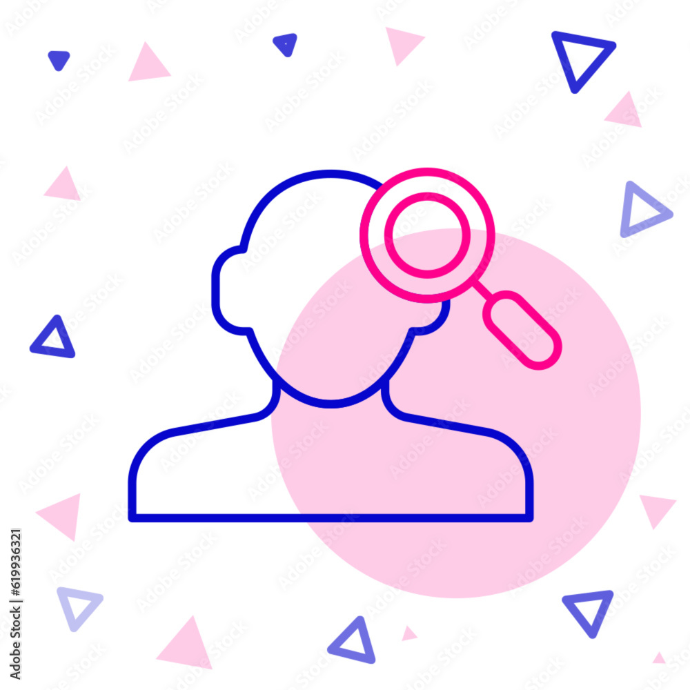 Fototapeta premium Line Finding a problem in psychology icon isolated on white background. Colorful outline concept. Vector