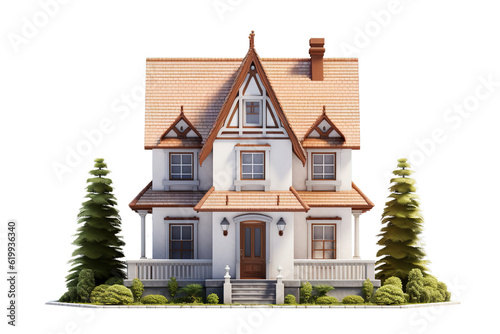 Traditional European style house over isolated transparent background © Pajaros Volando