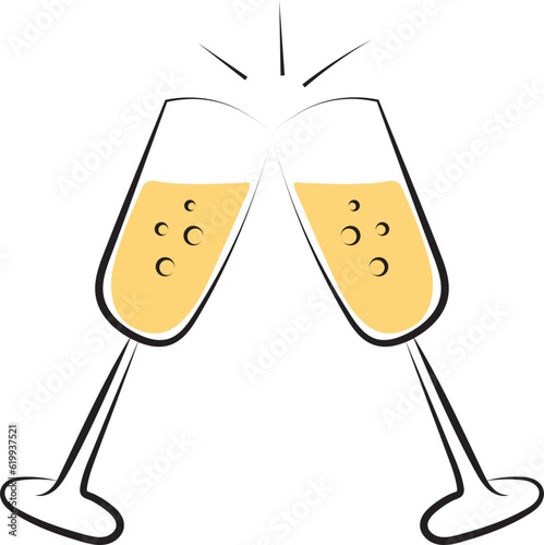 Simple Hand Drawn Toasting Wine Glasses Icon
