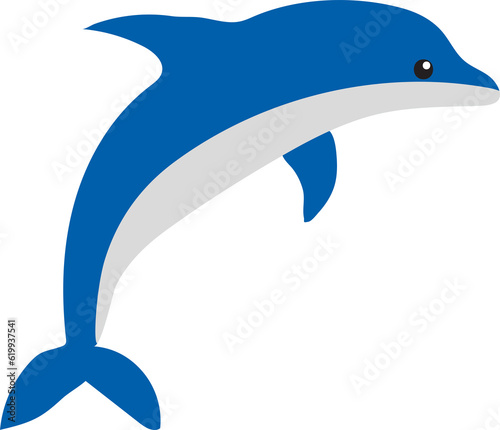 Simple Hand Drawn Cartoon Dolphin Mammal