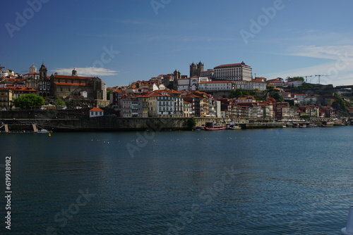 The City of the Porto (Oporto), the second largest city in Portugal located on the River Douro, with barges carrying Port (fortified wine)
