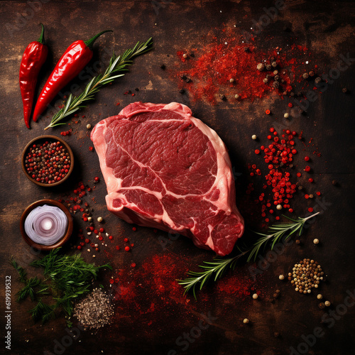 boeuf, viande rouge, entrecôte - IA generative photo