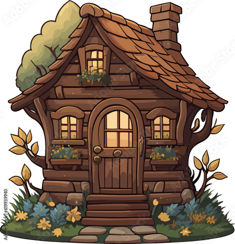  Super and cuteness elf house vector art