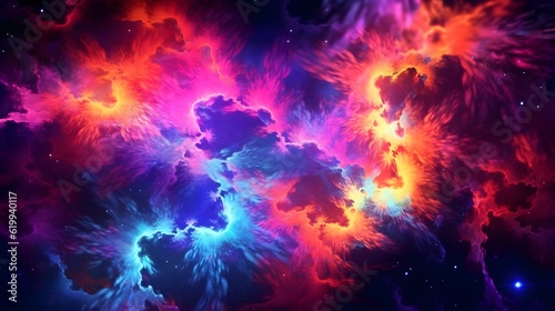 Luminous Fusion Abstract Neon Fractal Wallpaper with Celestial Flair