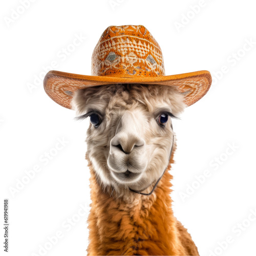 trendy goat wearing a hat, isolated on a transparant background, funny animals, clipart cutout scrapbook