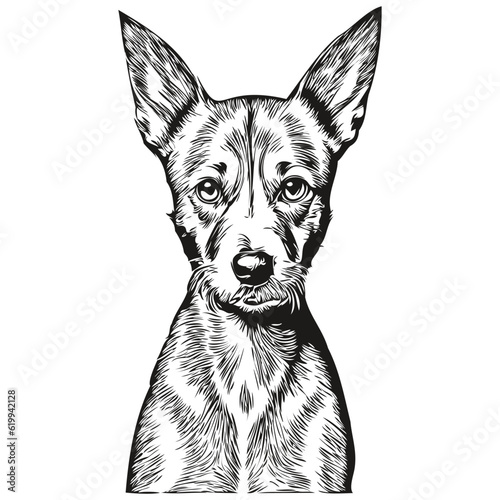 American Hairless Terrier dog hand drawn logo drawing black and white line art pets illustration realistic breed pet