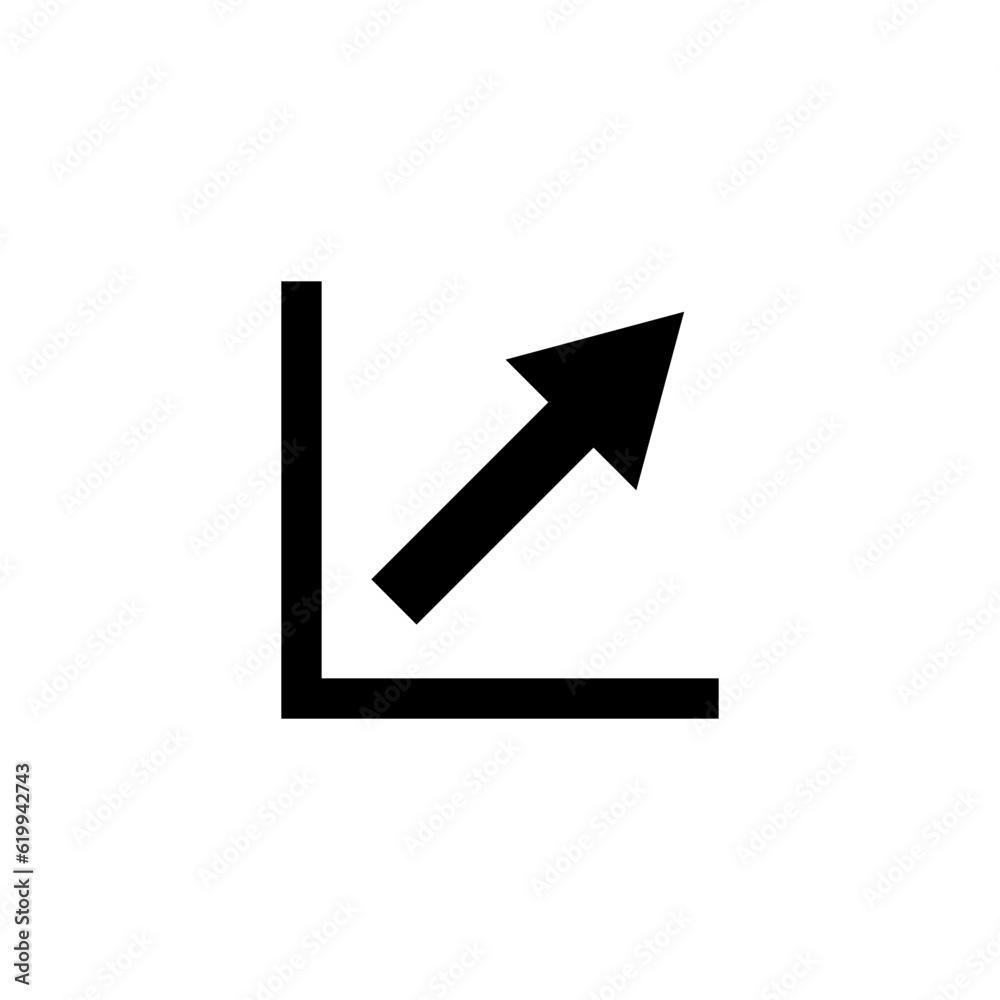 up arrow icon in black color on white background, financial growth and business progress up arrow icon in black color on white background, financial growth and business progress