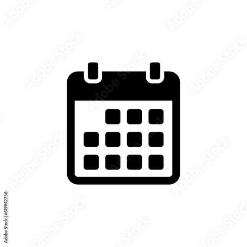 calendar icon in black on white background, time or business day