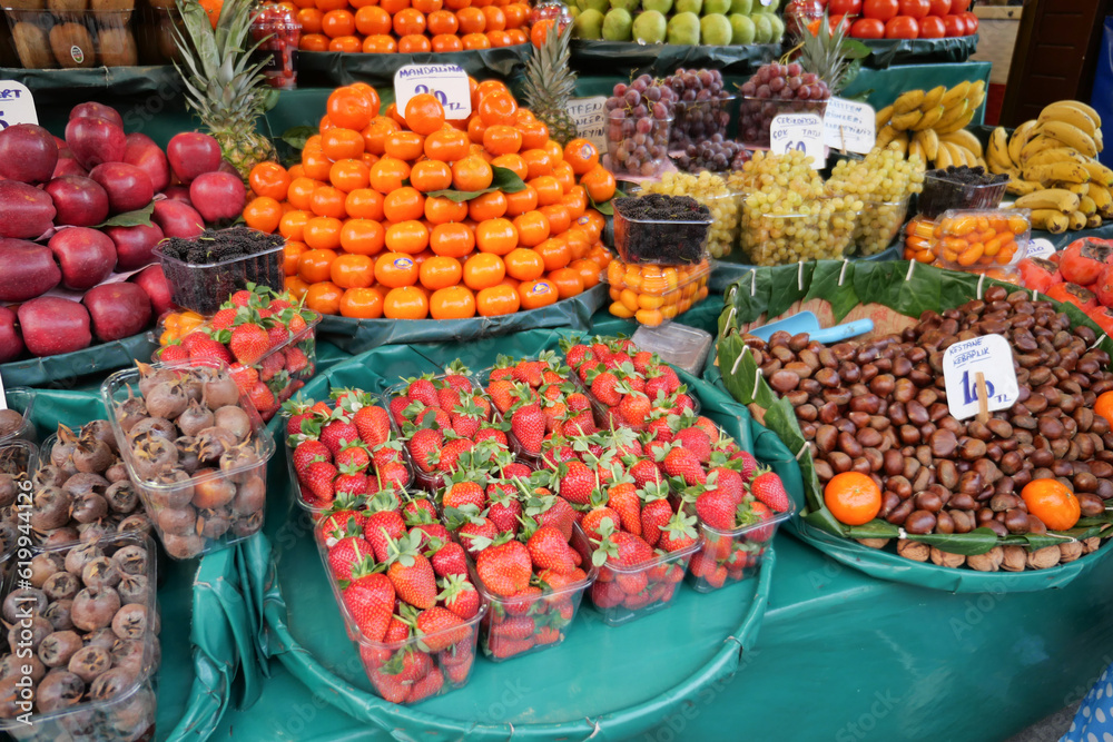 fruit stall at local market in Istanbul 