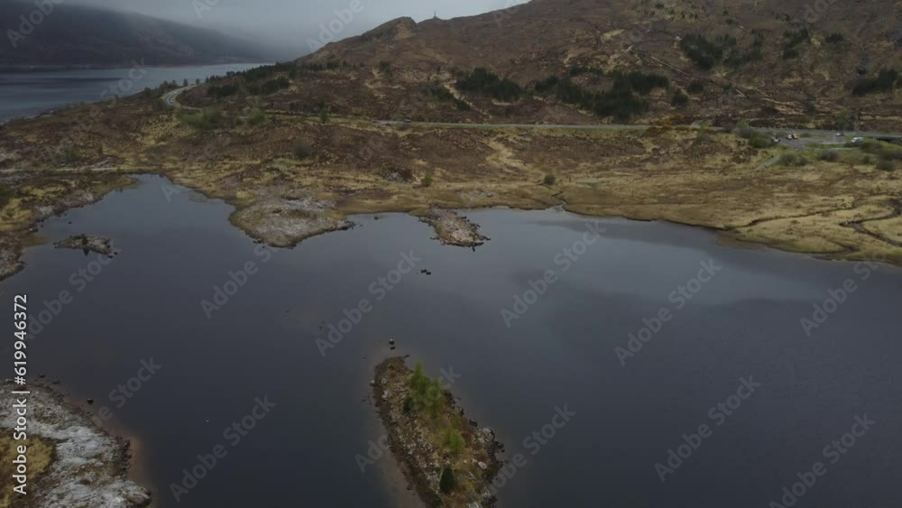 loch Cluanie in Scotland: fantastic aerial shot over the beautiful loch. loch Cluanie in Scotland: fantastic aerial shot over the beautiful loch.
