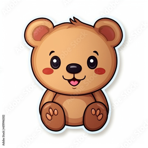 Illustration, AI generation, sticker. happy teddy bear. © MaskaRad
