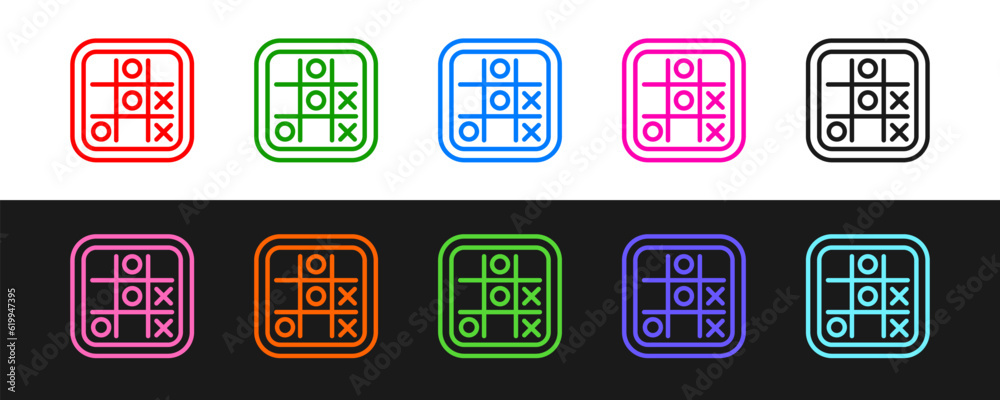 Set line Tic tac toe game icon isolated on black and white background. Vector Set line Tic tac toe game icon isolated on black and white background. Vector