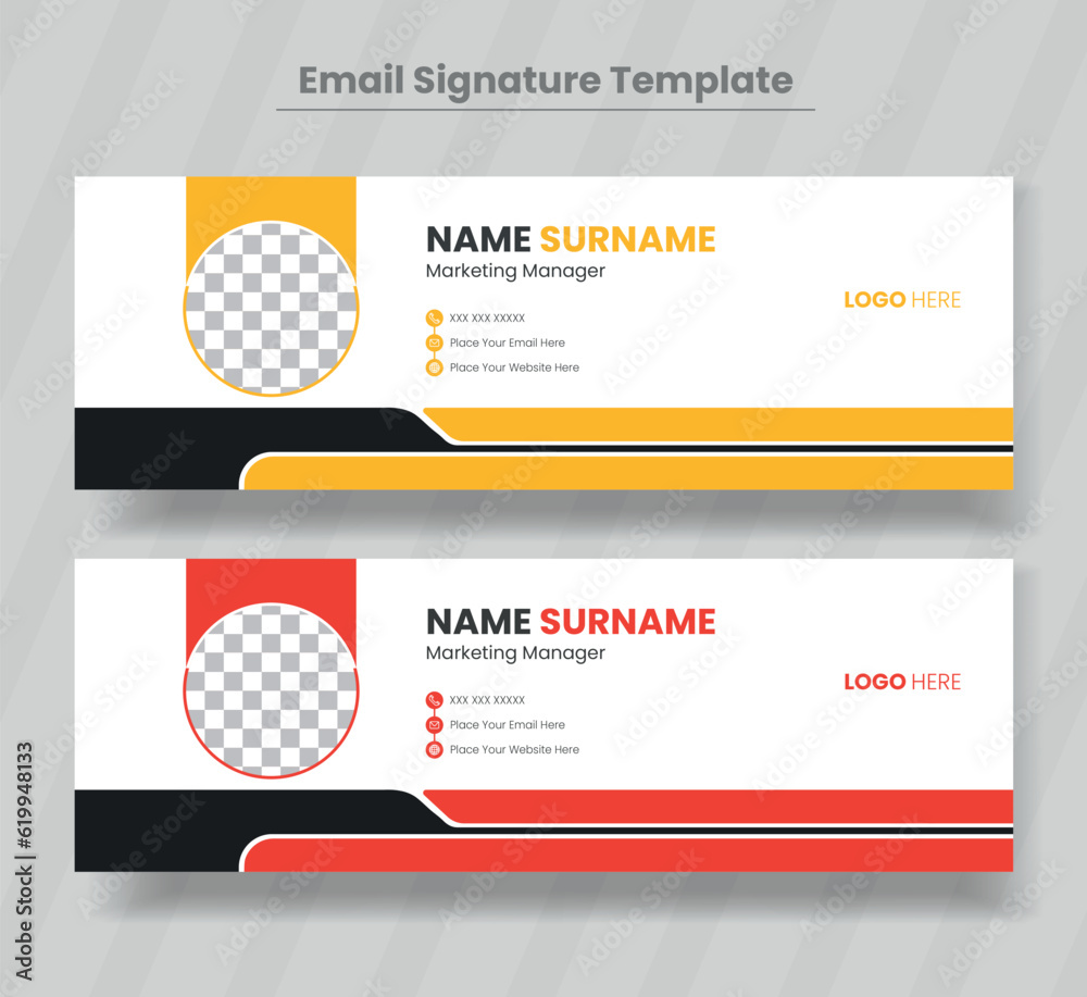 Colorful Email Signatures Template Vector Design. Professional Email Colorful Email Signatures Template Vector Design. Professional Email