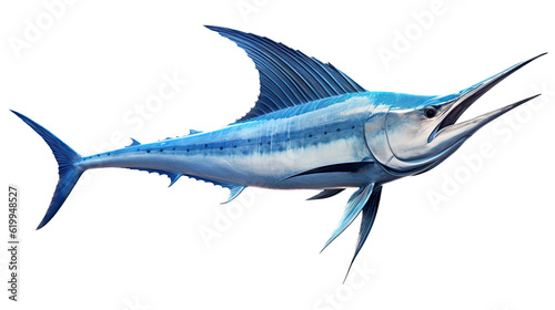 a Blue Marlin, Makaira nigricans swimming in various positions in Fishing and Aquatic-themed, photorealistic illustrations in a PNG, cutout, and isolated. Generative AI