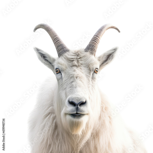 a Mountain Goat, Oreamnos americanus, Portrait, in various positions, Nature-themed, photorealistic illustrations in a PNG, cutout, and isolated. Generative AI