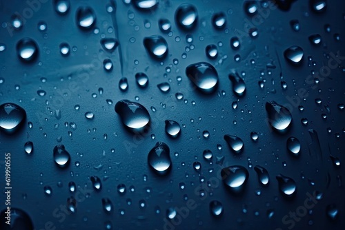 Illustration of water droplets on a blue surface