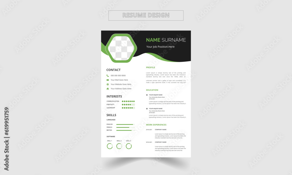 modern vector minimalist cv or resume template design