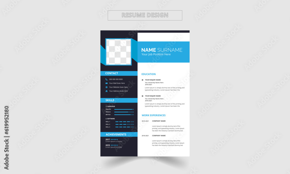 modern vector minimalist cv or resume template design
