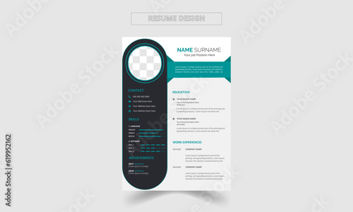 modern vector minimalist cv or resume template design