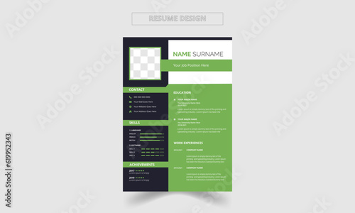 modern vector minimalist cv or resume template design