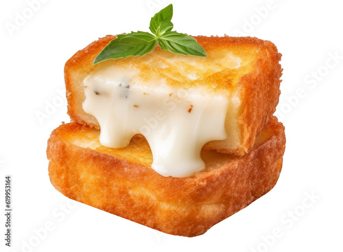 Mozzarella in carrozza on transparent background. Generative AI. photo