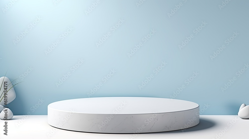 a Horizontal format, in a minimalistic light blue colored interior/exterior for Mockups, copyspace, and product displays in a Commercial-themed, JPG. Generative AI a Horizontal format, in a minimalistic light blue colored interior/exterior for Mockups, copyspace, and product displays in a Commercial-themed, JPG. Generative AI