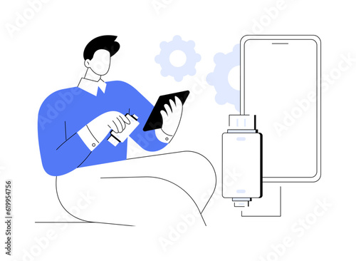 USB OTG flash drive abstract concept vector illustration.