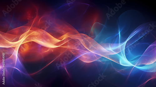 abstract neon background, unfocused curvy glowing lines, colorful fantastic wallpaper - AI generated.