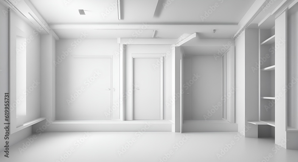 Fototapeta premium Empty white room with walls. Modern empty interior