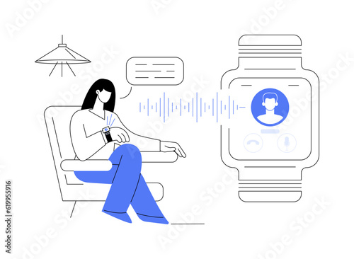 Receive calls with smartwatch abstract concept vector illustration.