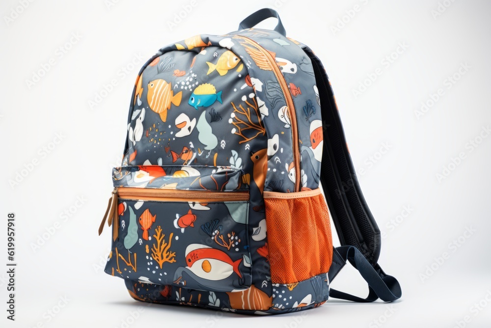 Colorful School backpack on white background Colorful School backpack on white background