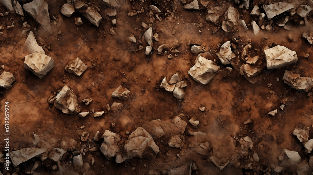 Textures found in nature, soil. Generative AI.