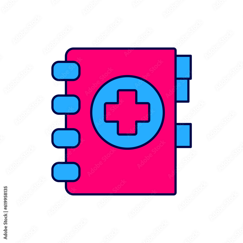 Filled outline Medical clipboard with clinical record icon isolated on white background. Prescription, medical check marks report. Vector Filled outline Medical clipboard with clinical record icon isolated on white background. Prescription, medical check marks report. Vector