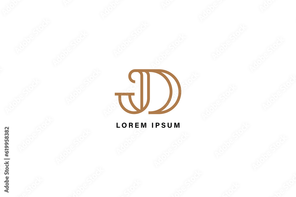 letter jd with modern line design brand design modern style creative lettering design typography illustration, jd floral, jd spa logo