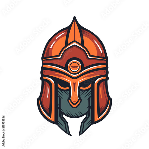 Knight warrior helmet. Armor of soldier or gladiator.