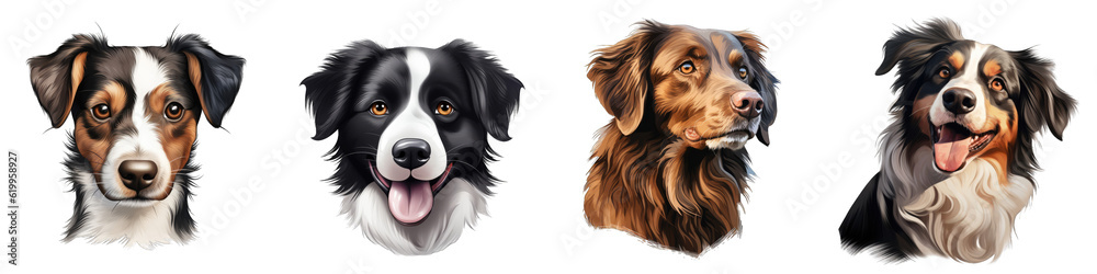 Dog clipart collection, vector, icons isolated on transparent background