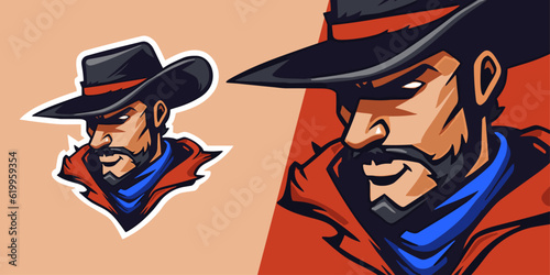 Gaming Outlaws: Cowboy Bandits Logo Mascot for E-Sport Teams