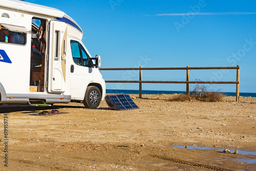 Solar photovoltaic panel at caravan