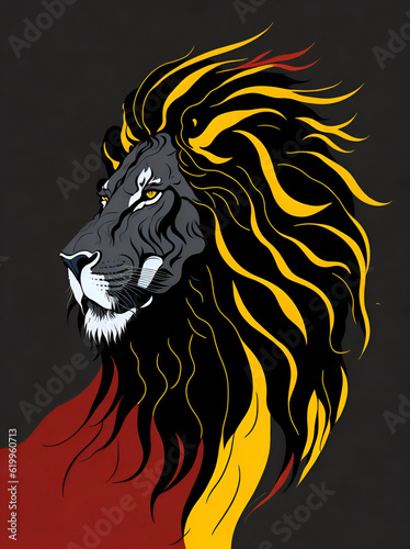 Lion head illustration portrait. AI generated illustration