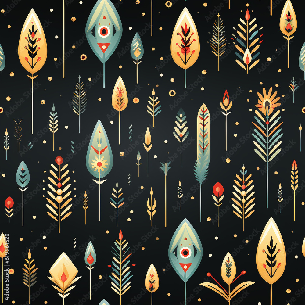 Naklejka premium boho seamless pattern with flowers