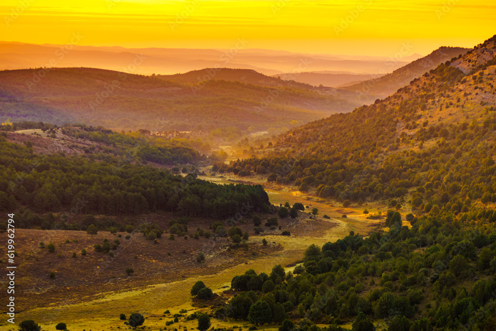 Fototapeta premium Mountain view in morning light, Burgos Spain.