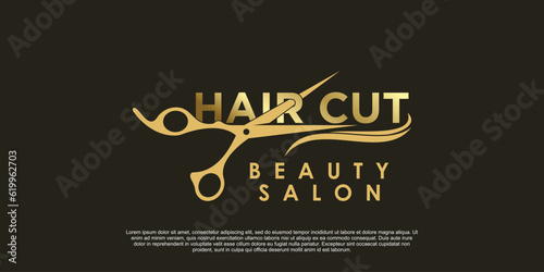 beauty salon hair cut logo design creative concept