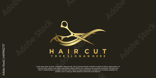 beauty salon hair cut logo design creative concept