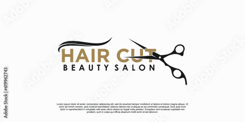beauty salon hair cut logo design creative concept