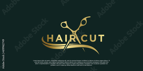 beauty salon hair cut logo design creative concept