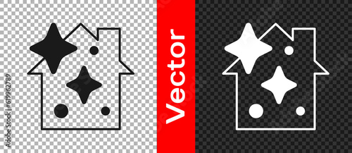 Black Home cleaning service concept icon isolated on transparent background. Building and house. Vector