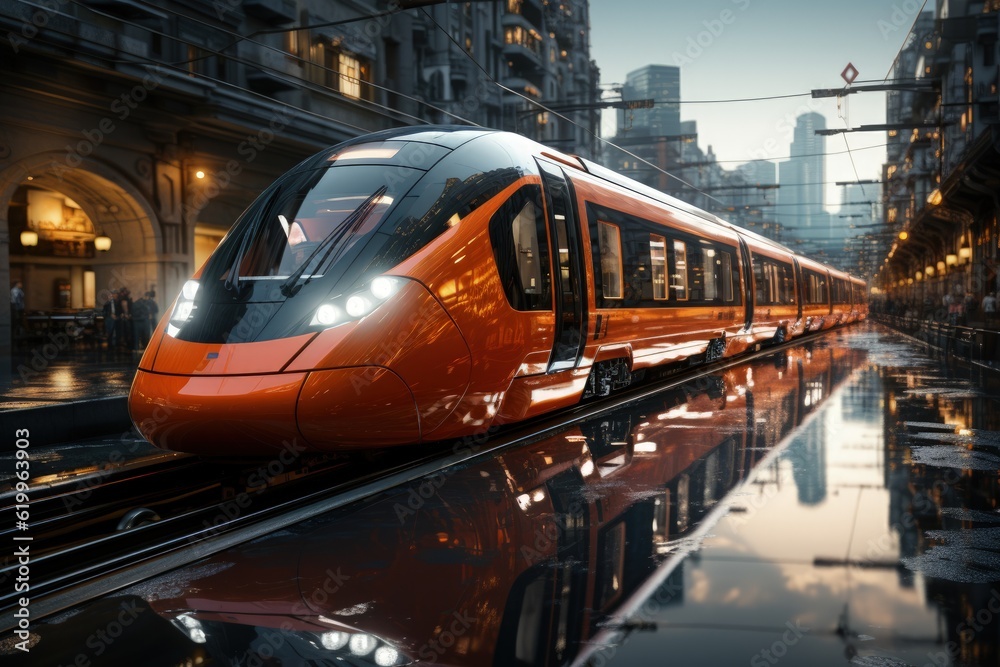 sci-fi futuristic high-speed train of the future