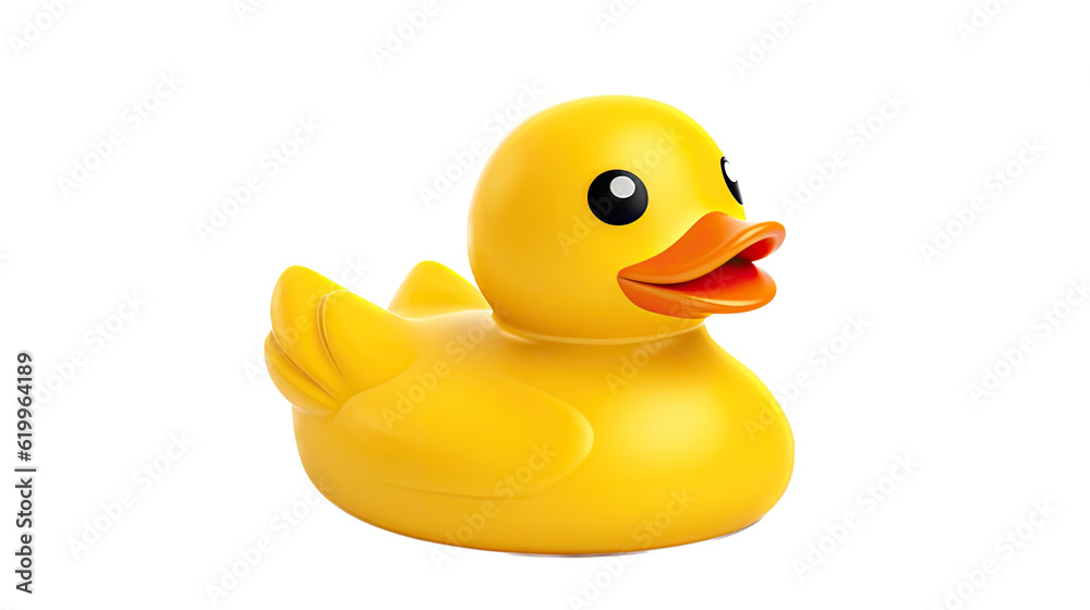 Fototapeta premium a cute Rubber Ducky 3d, fun summer toy Fun-themed, photorealistic illustrations in a PNG, cutout, and isolated. Generative AI