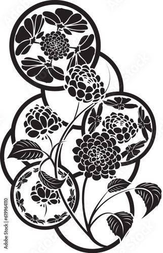 design element in black with flowers